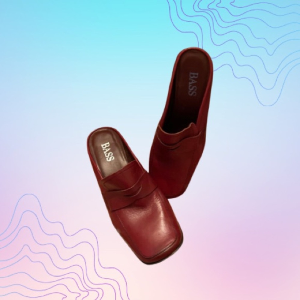 BASS Burgundy Leather Mules Women’s 8
